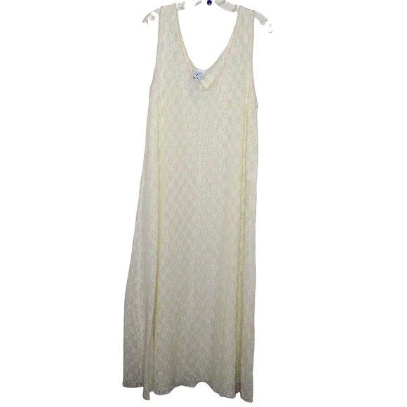 Vintage Kathryn Deene Full Length White Lace Night Gown 26/28 Nylon Sleeveless - Picture 14 of 14